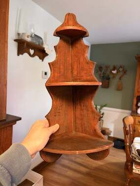 Vintage Cornwall 3-Tier Wooden Curio Hanging Corner Shelf